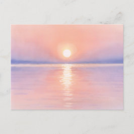 Cartão Postal Sol em Estilo Aquarela - Arte de Paisagem Marítima