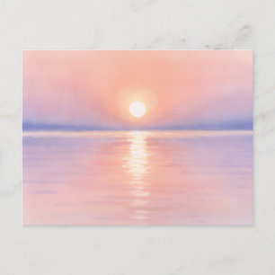 Cartão Postal Sol em Estilo Aquarela - Arte de Paisagem Marítima