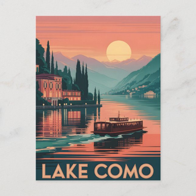 Cartão Postal Sol lago Como (Frente)