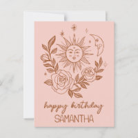 Sol Lua & Rosas Boho Mágico ANIVERSÁRIO NOME PERSO