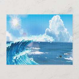 Cartão Postal Sol na Onda Oceânica com Céu Azul Nublado