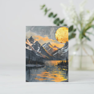 Cartão Postal Sol ouro Sobre Montanhas Snowy - Boho Wilderness