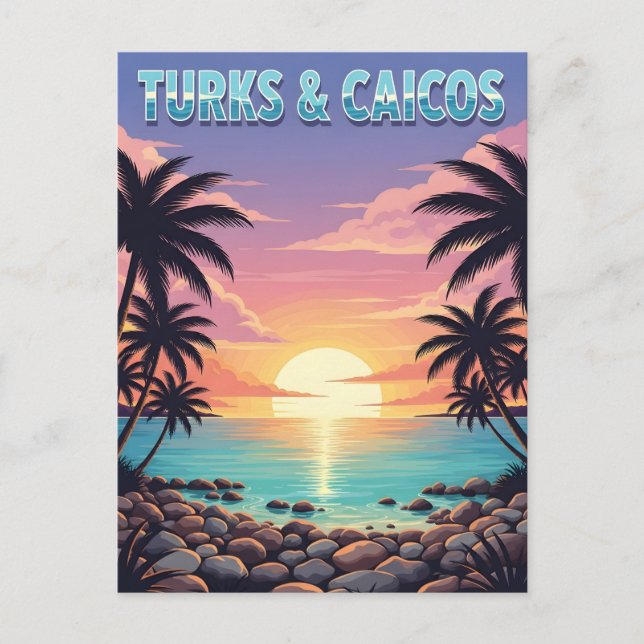 Cartão Postal Sol tropical das ilhas Turks e Caicos (Frente)
