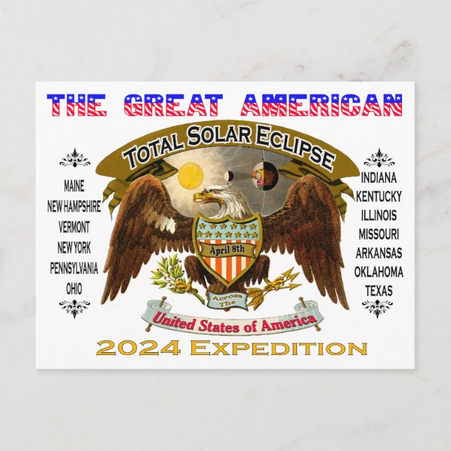 Cartão postal Solar Eclipse Total 2024 (Frente)