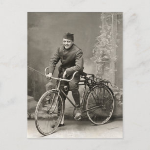 Cartão Postal Soldado americano da Primeira Guerra Mundial e sua