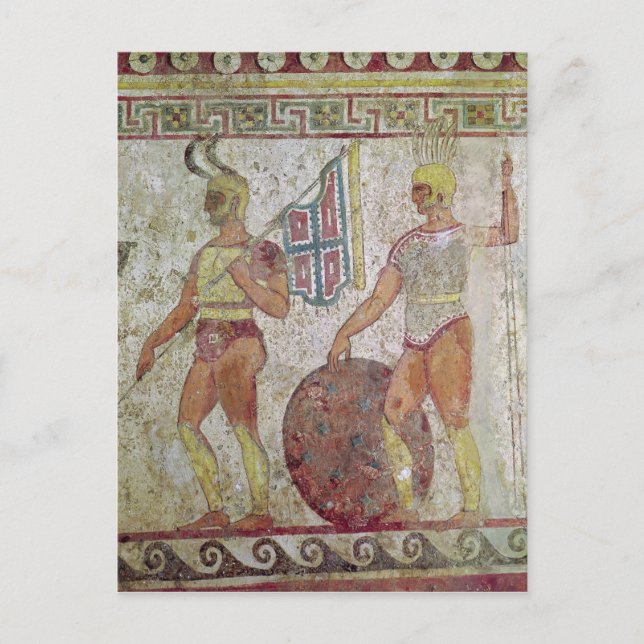 Cartão Postal Soldados de pés, pintura de túmulo de Paestum (Frente)