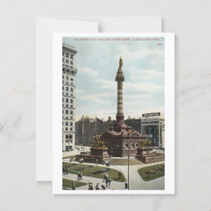 Cartão Postal Soldados e Marinheiros Monument Cleveland 1910 Vin