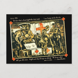 Cartão Postal Soldados feridos pelo WI no caminhão da Cruz Verme