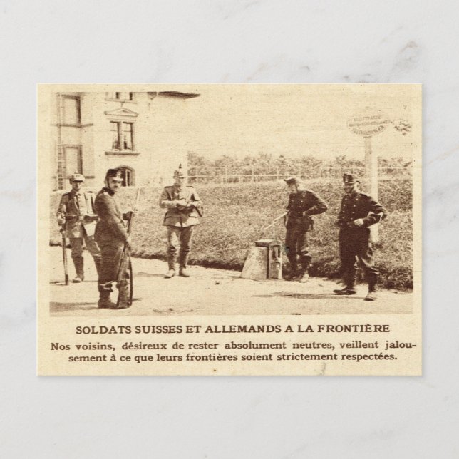 Cartão Postal Soldados suíços e alemães da Primeira Guerra Mundi (Frente)