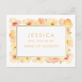 Cartão Postal Solicitação de Madrinha de casamento de Aquarela d