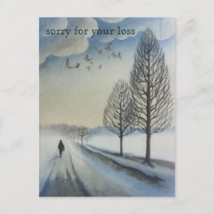 Cartão Postal Solidão de Inverno Aquarela Simpatia Luto