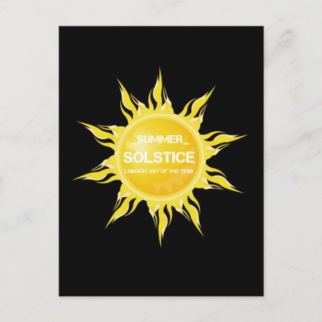 Cartão Postal Solstício do verão negro o dia mais longo do ano (Frente)