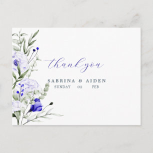 Cartão Postal Sombra do Casamento Floral Real de Marfim Azul Obr
