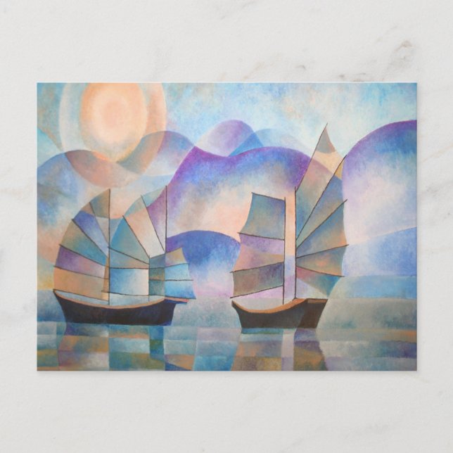 Cartão Postal Sombras de Tranquilidade Oriental Junks (Frente)