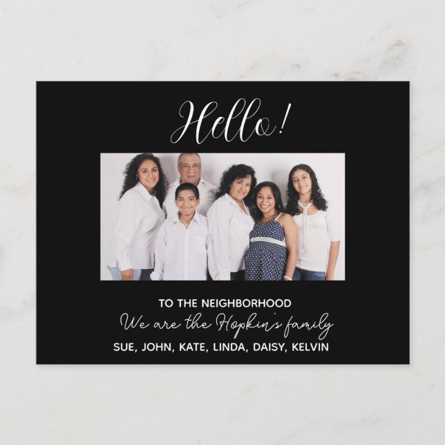 Cartão Postal Somos novos no bairro" Anúncio fotográfico (Frente)