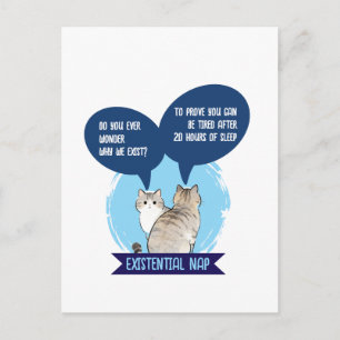 Cartão Postal Soneca Existencial Humor de Gato Dormindo Citação 