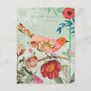 Cartão Postal Songbird do estilo de colagem