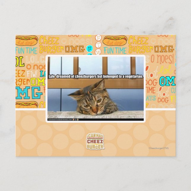Cartão Postal Sonhando com Cheesburgers (Frente)