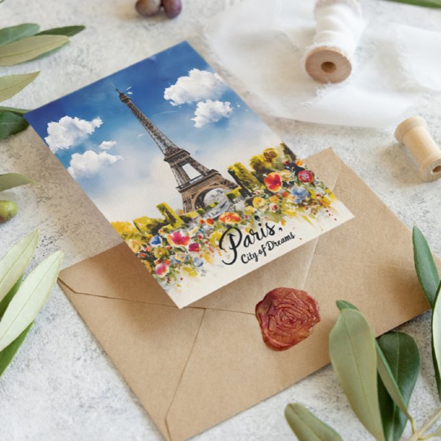 Cartão Postal Sonho de Aquarela Torre Eiffel (Criador carregado)