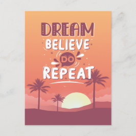 Cartão Postal Sonho de Cotação Motivacional Acredite em Repetir