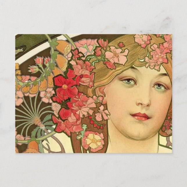 Cartão Postal Sonho de dia de Alphonse Mucha (Frente)