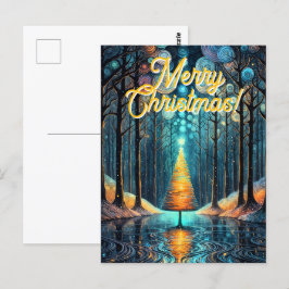 Cartão Postal Sonho de Férias Iridescente 🎄 Árvore de Natal bri