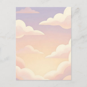 Cartão Postal Sonho de Nuvens Pastéis Suaves Céu Rosa Lavanda
