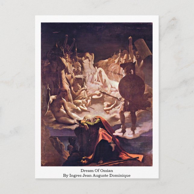 Cartão Postal Sonho De Ossian Por Ingres Jean Auguste Dominique (Frente)