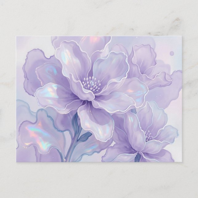 Cartão Postal Sonho Floral Roxo Iridescente (Frente)