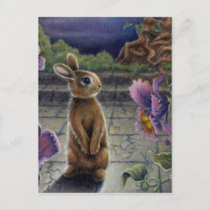 Cartão Postal Sonho Noturno de Coelho e Flores
