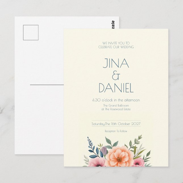 Cartão Postal Sonho Pêssego e Petal (Frente/Verso)