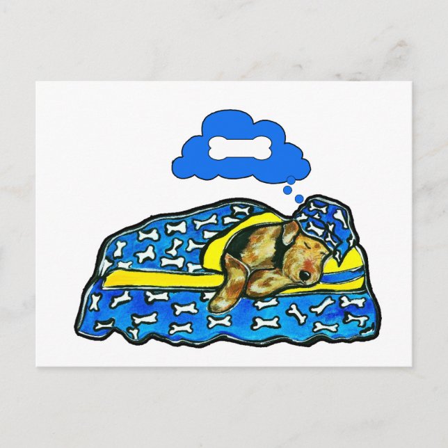 Cartão Postal Sonhos de Airedale (Frente)