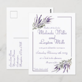 Cartão Postal Sonhos de lavanda: Cartão-postal de Casamento com 