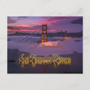 Cartão Postal "Sonhos de São Francisco" Pôr do sol da ponte Gold