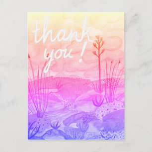 Cartão Postal Sonhos do Deserto Aquarela Pôr do Sol no Novo Méxi