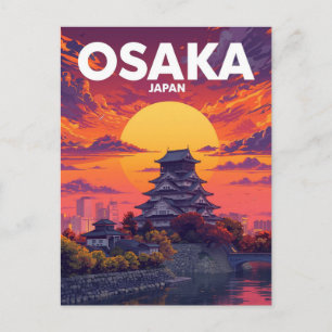 Cartão Postal Sonhos do Pôr do Sol do Castelo de Osaka