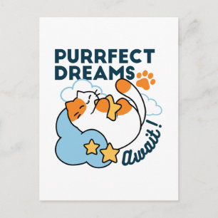 Cartão Postal Sonhos Perfeitos Esperam – Gato Fofo Dormindo Sono