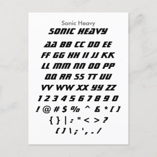 Cartão Postal Sonic Heavy - Folha de Amostra de Fontes Zazzle