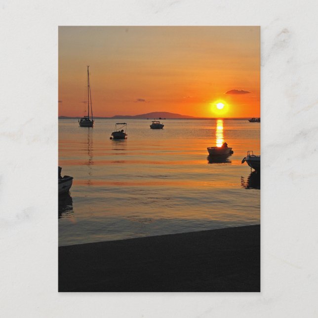 Cartão Postal Sonnenuntergang am Hafen von Novalja n iCoratien (Frente)