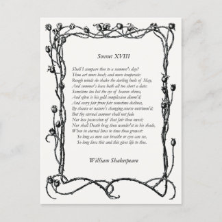 Cartão Postal Sonnet nº 18 por William Shakespeare