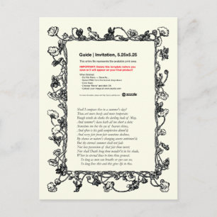 Cartão Postal Sonnet Shakespeare # 18