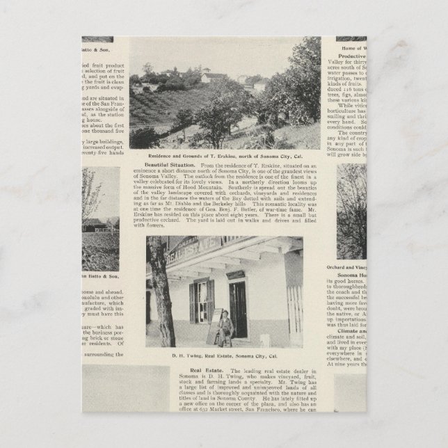 Cartão Postal Sonoma Fazenda, Califórnia (Frente)