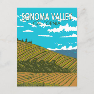 Cartão Postal Sonoma Valley California Viagem Art Vintage