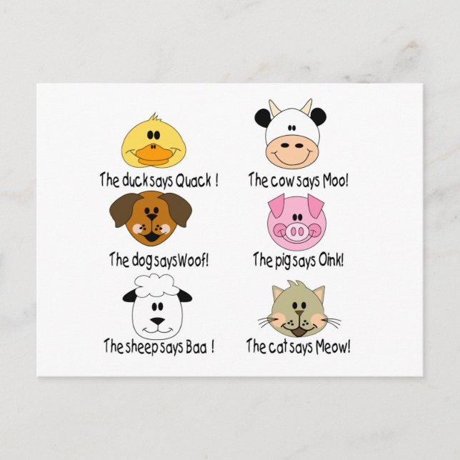 Cartão Postal Sons de Animais de Fazenda (Frente)
