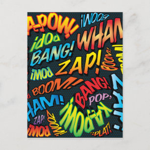Cartão Postal Sons divertidos de histórias em quadrinhos pop art