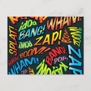 Cartão Postal Sons divertidos de histórias em quadrinhos pop art