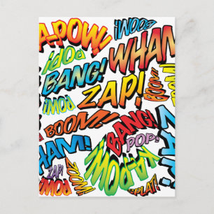 Cartão Postal Sons divertidos de histórias em quadrinhos pop art