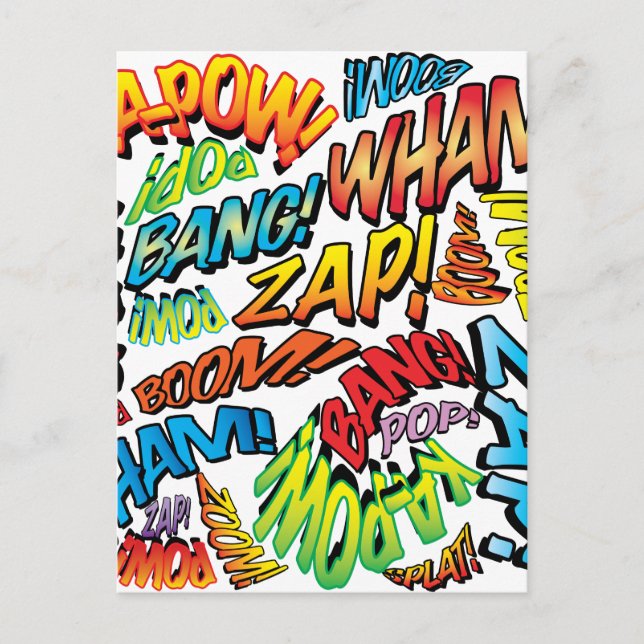 Cartão Postal Sons divertidos de histórias em quadrinhos pop art (Frente)