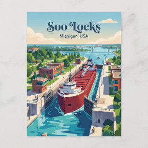 Cartão Postal Soo Locks Michigan