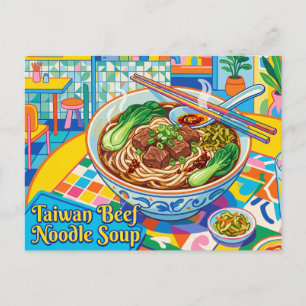 Cartão Postal Sopa de Macarrão com Carne de Boi de Taiwan